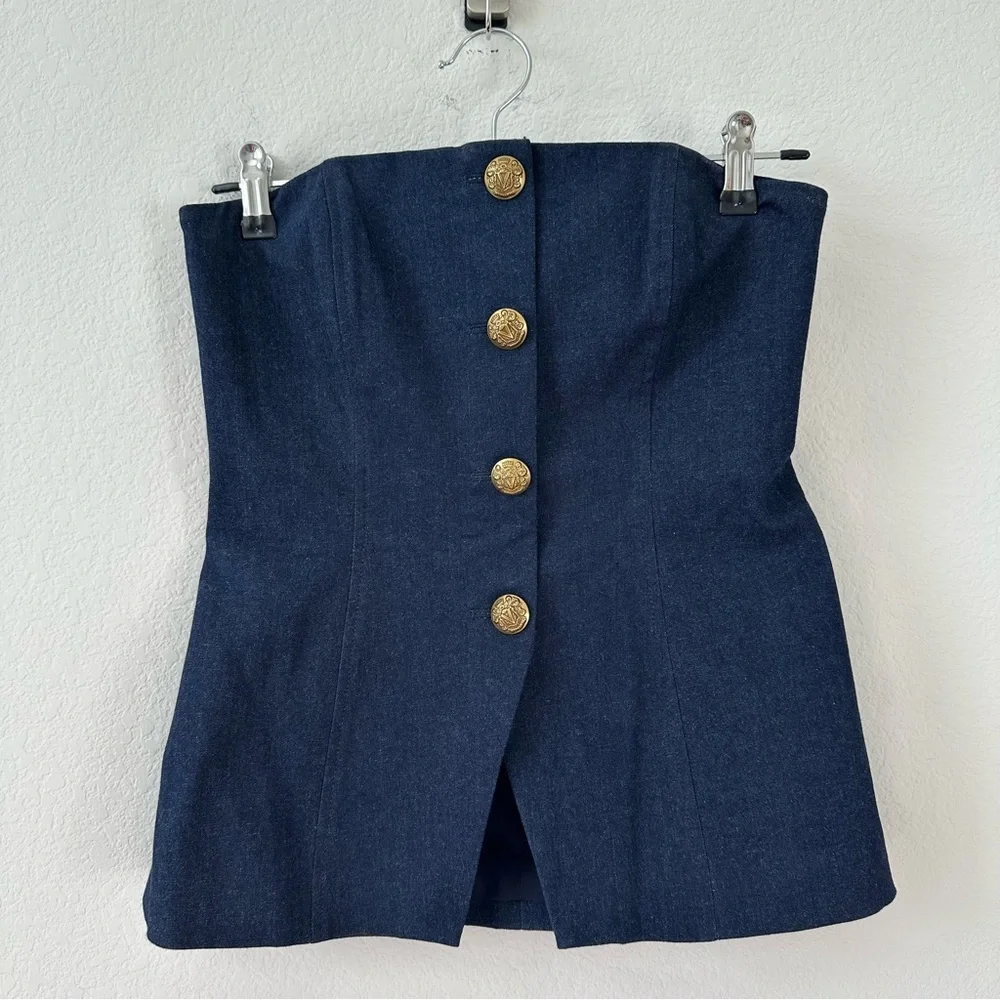 VERONICA BEARD Forman Strapless Denim Navy Bustier Top SZ US 2 - Picture 3 of 8